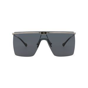 Gucci Shield-Frame Metal Sunglasses Silver Mens